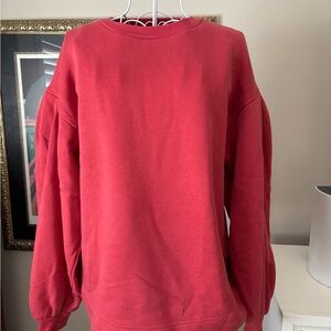 Zara oversized drop gathered shoulder balloon sleeve cotton sweatshirt